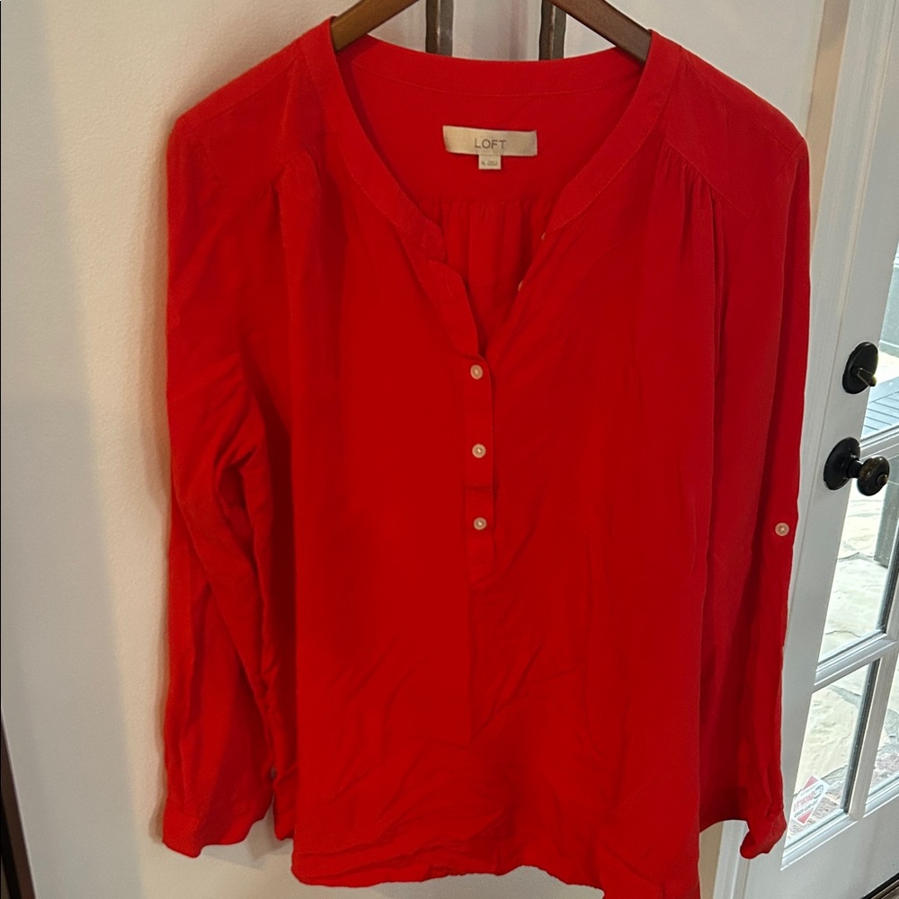 LOFT Scarlet Button-Down Blouse